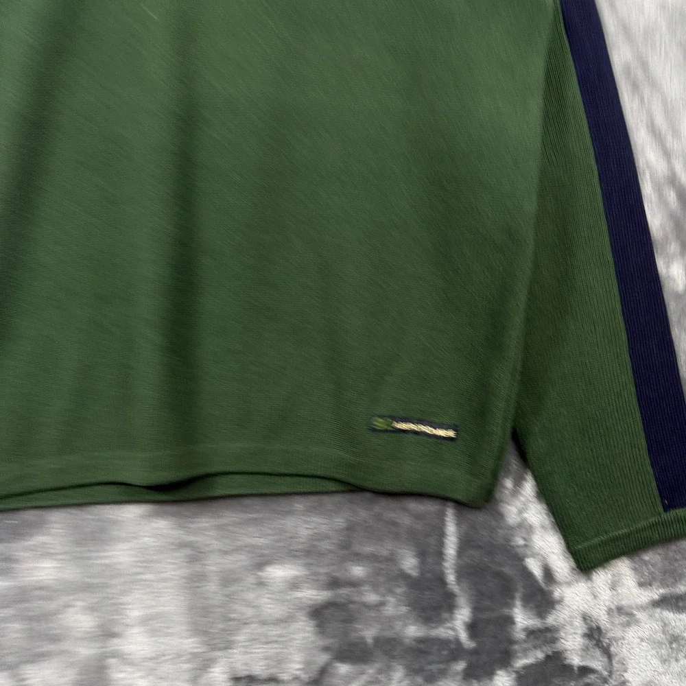 Abercrombie & Fitch Sweater Mens M Green Excellent V-Neck Colorblock Knit Stripe